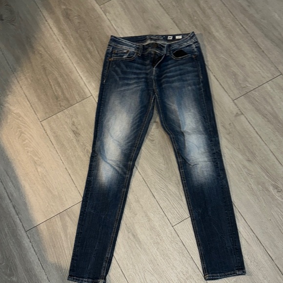 Miss Me Blue Skinny Jeans with Vintage Fading - Picture 2 of 10